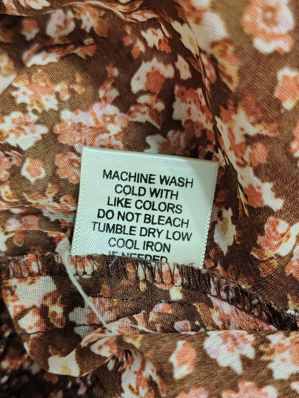 Live 4 Truth Rust Ditsy Floral Smocked Peplum Blouse Balloon Sleeves Lightweight - Picture 7 of 8